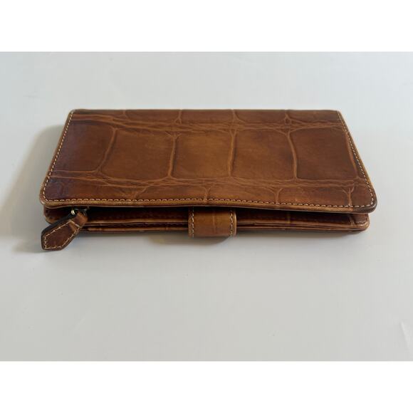 Dooney & Bourke Denison Flap Wallet Brown Leather Old Money Quiet Luxury - Picture 3 of 16